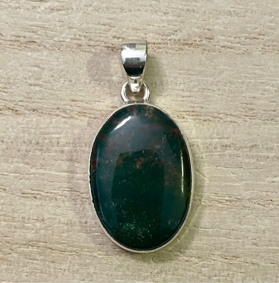 Jewelry - Dragon Bloodstone Solid Sterling Silver Pendant 925